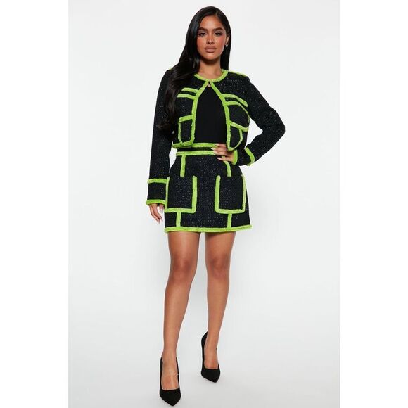 Fashion Nova NWT Tweed Skirt Set S - Picture 2 of 7